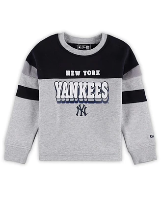 New Era Big Girls Gray York Yankees Colorblock Pullover Sweatshirt