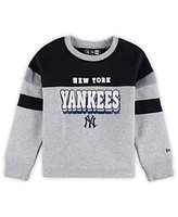 New Era Big Girls Gray York Yankees Colorblock Pullover Sweatshirt