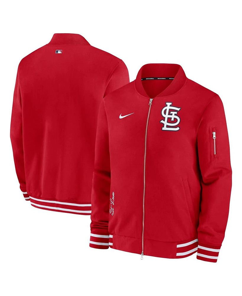 Nike Men's Red St. Louis Cardinals Authentic Collection Full-Zip Bomber Jacket