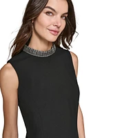 Karl Lagerfeld Paris Women's Rhinestone-Trim Pleated Dress