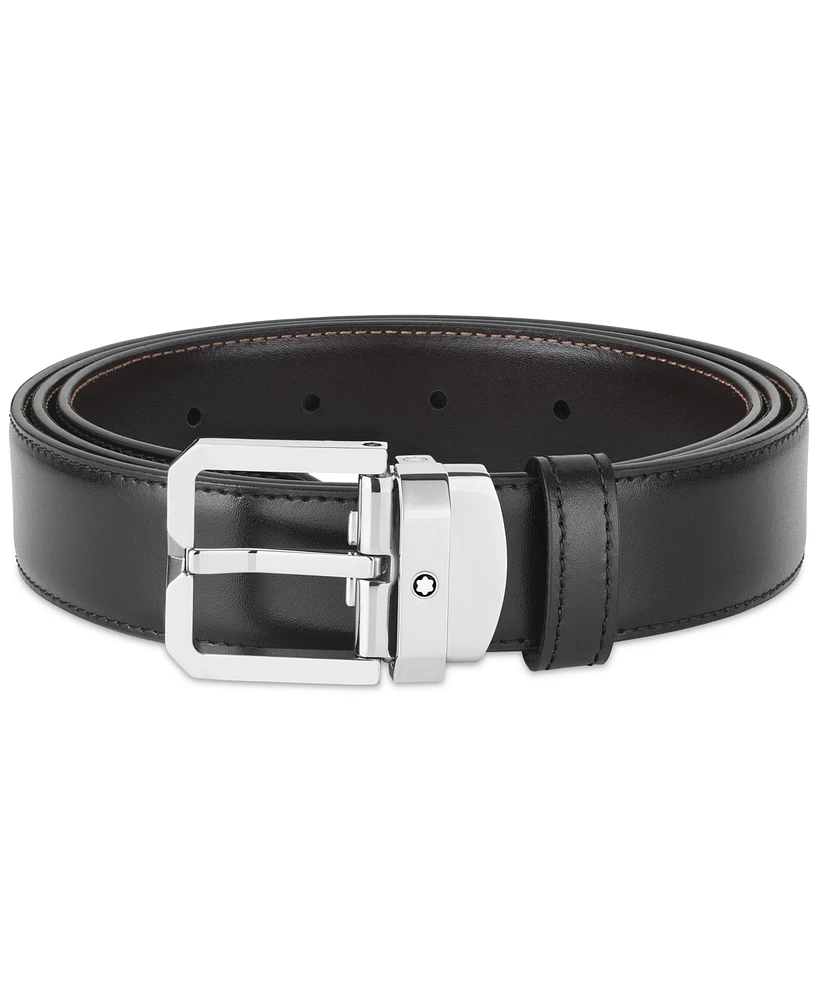 Montblanc Men's Reversible Leather Square Buckle Belt