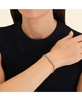 Rosefield Two Tone Herringbone Bracelet In 14K Yellow Gold And Rhodium Plated Stainless Steel