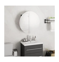 vidaXL Bathroom Cabinet with Round Mirror&Led Black 15.7"x15.7"x6.9"