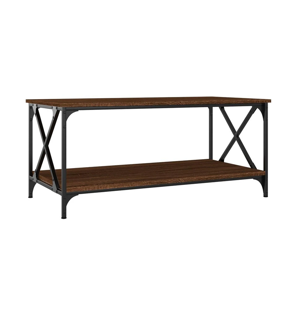 vidaXL Coffee Table Brown Oak 39.4"x19.7"x17.7" Engineered Wood and Iron