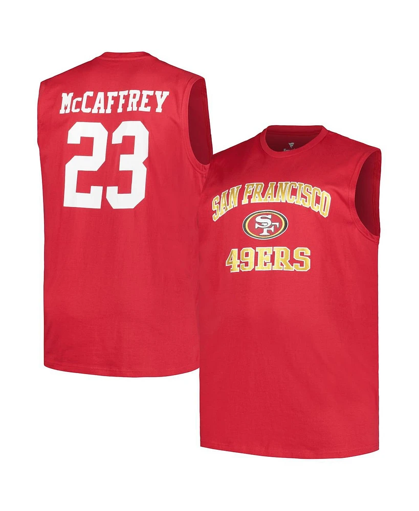 Fanatics Men's Christian McCaffrey Scarlet San Francisco 49ers Big Tall Muscle Tank Top