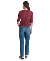 Dkny Jeans Women's Mixed Stitch Puff-Sleeve Sweater