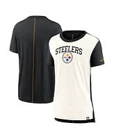 Nike Women's Cream/Black Pittsburgh Steelers Wordmark Tri-Blend T-Shirt