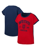 Outerstuff Big Girls Red/Navy Uswnt Half-Volley T-Shirt