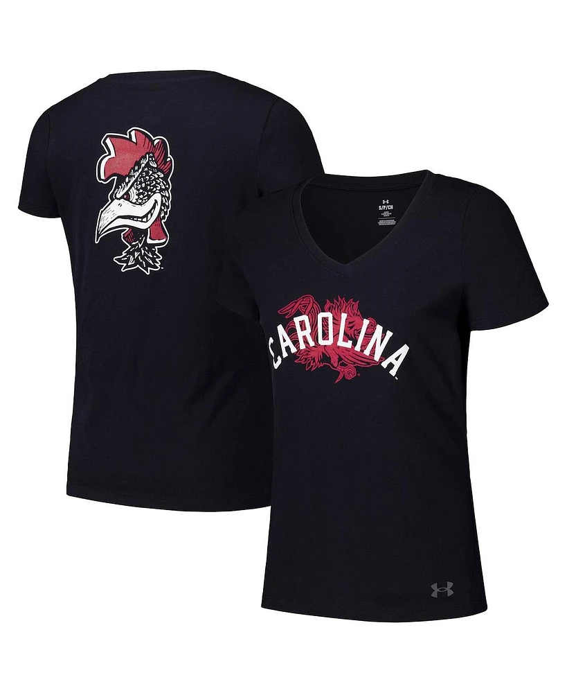 Under Armour Women's Black South Carolina Gamecocks Logo V-Neck T-Shirt