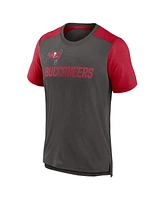 Nike Men's Heathered Pewter/Heathered Red Tampa Bay Buccaneers Color Block Team Name T-Shirt