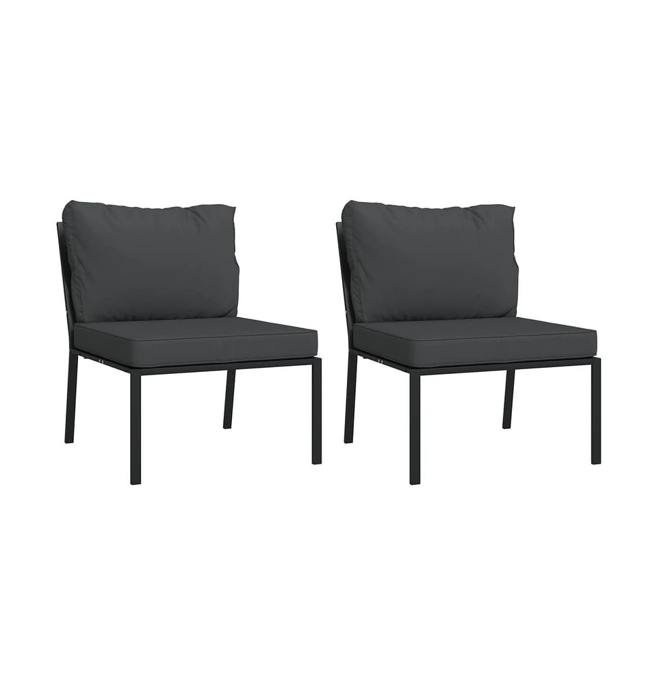 vidaXL Patio Chairs with Gray Cushions 2 pcs 23.6"x29.1"x31.1" Steel