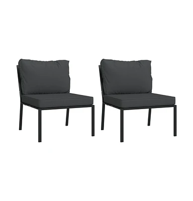 vidaXL Patio Chairs with Gray Cushions 2 pcs 23.6"x29.1"x31.1" Steel