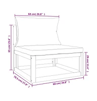vidaXL 3 Piece Patio Lounge Set with Cushions Solid Wood Acacia
