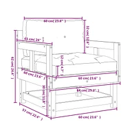 vidaXL Patio Chairs with Cushions 2 pcs Solid Wood Pine
