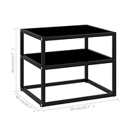 vidaXL Console Table Black 19.7"x15.7"x15.7" Tempered Glass