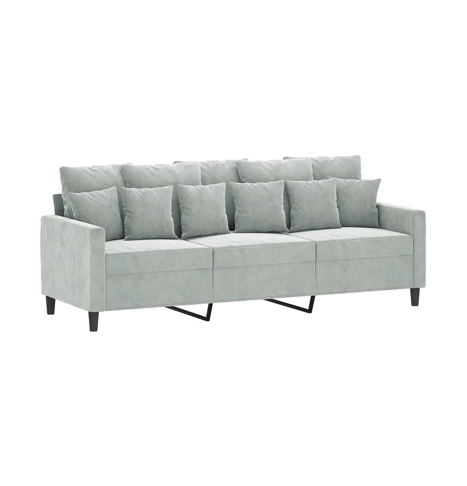 vidaXL 3-Seater Sofa Light Gray 70.9" Velvet