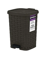 Superio Mini 1.5 Gallon Plastic Step On Trash Can with Lid for Bathroom, Bedroom, Outdoors, Dog Poop