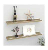 vidaXL Wall Shelves 2 pcs White and Sonoma Oak 23.6"x3.5"x1.2"