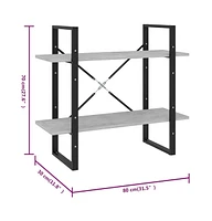 vidaXL 2-Tier Book Cabinet Concrete Gray 31.5"x11.8"x27.6" Engineered Wood