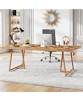 Tribesigns Farmhouse Dining Table for 6 to 8, 70.9 Inch Rectangular Wood Kitchen Table with Heavy Duty Wooden Legs, Industrial Dinner Table for Dining