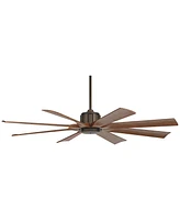 Possini Euro Design 60" Defender Industrial Rustic Farmhouse Outdoor Ceiling Fan with Remote Control Oil Rubbed Bronze Hand