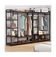 Tribesigns Free-standing Closet Organizer, Heavy Duty Clothes Closet, Portable Garment Rack with 6 Shelves and Hanging rod