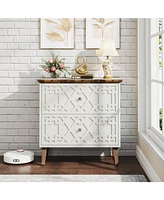 Tribesigns 2 Drawer Lateral File Cabinet, Office Filing Cabinet for A4 / Letter Size/Legal Files, Wood Storage Printer Stand Home Off