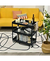 Sugift 3-Tier Utility Cart with Steel Frame and Four Wheels