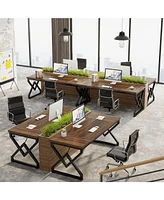 Tribesigns 63 Inch Executive Desk, Large Office Computer Desk with Extra Thick Wooden Tabletop and Metal Frame, Modern Simple Workstation Writing Tabl