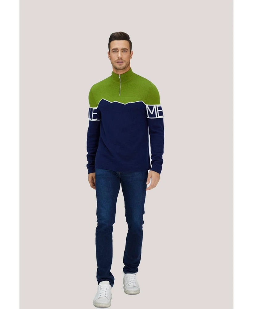 Bellemere New York Men's Merino Super Fine Mountain Print sweater
