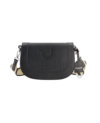 True Religion debossed logo flap shoulder bag