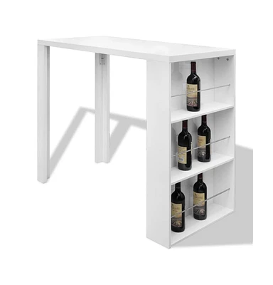 vidaXL Bar Table Mdf with Wine Rack High Gloss White