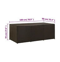 vidaXL Patio Storage Box Poly Rattan 70.9"x35.4"x27.6" Brown