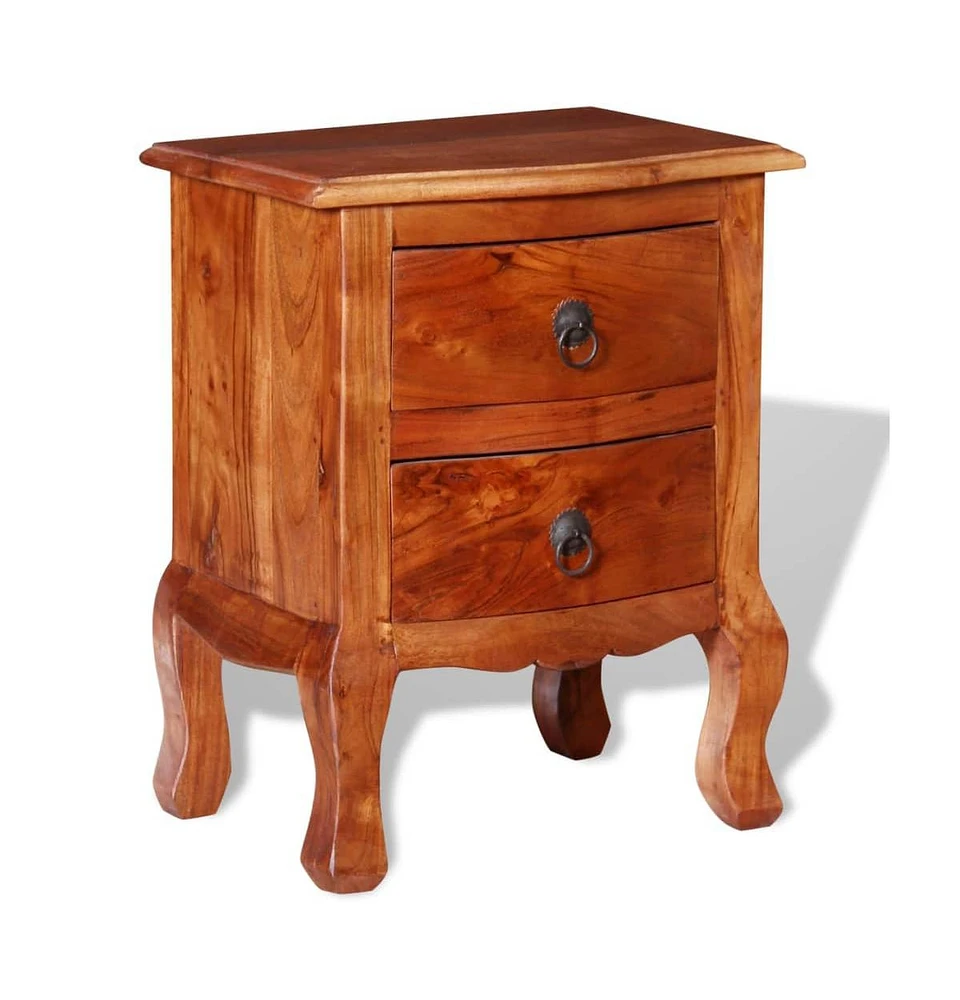 vidaXL Nightstand with Drawers Solid Acacia Wood