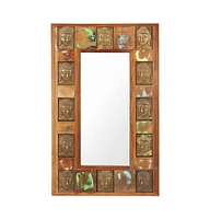 vidaXL Mirror with Buddha Cladding 19.7"x31.5" Solid Reclaimed Wood