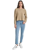 Dkny Jeans Petite Crewneck Cable-Knit Sweater