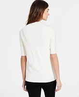 Jones New York Women's Mock-Neck Elbow-Sleeve Top