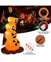 Vebreda 7 Feet Halloween Inflatable Pumpkin Combo with Witch's Hat and Led Lights