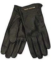 Michael Kors Women's Logo Detail Leather Tech Gloves