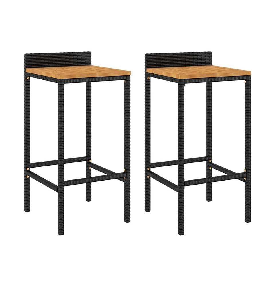 vidaXL Bar Stools pcs Poly Rattan and Solid Wood Acacia