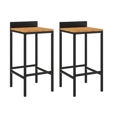 vidaXL Bar Stools pcs Poly Rattan and Solid Wood Acacia