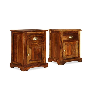 vidaXL Bedside Cabinet 2 pcs 15.7"x11.8"x19.7" Solid Sheesham Wood