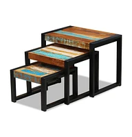 vidaXL Three Piece Nesting Tables Solid Reclaimed Wood