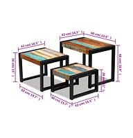 vidaXL Three Piece Nesting Tables Solid Reclaimed Wood