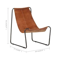 vidaXL Relaxing Chair Brown Real Leather