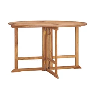 vidaXL Folding Patio Dining Table 43.3"x29.5" Solid Wood Teak