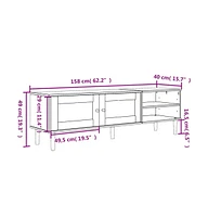 vidaXL Tv Stand Senja Rattan Look 62.2"x15.7"x19.3" Solid Wood Pine