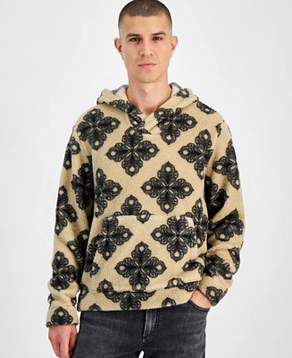 Sun + Stone Men's Tate Mosaic-Print Fleece Hoodie, Created for Macy's