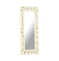 vidaXL Hand Carved Mirror White 43.3"x19.7" Solid Mango Wood