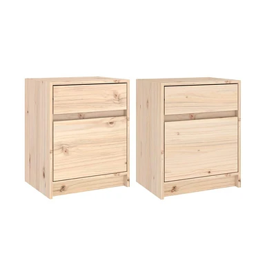 vidaXL Bedside Cabinets 2 pcs 15.7"x12.2"x19.7" Solid Wood Pine